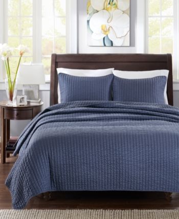 Madison Park Keaton 2-Pc. Quilted Twin/Twin Xl Coverlet Set - Blue Cross Stitch Quilt, Waffle Quilt, White Coverlet, Grey Throw Blanket, King Quilt Sets, Top Of Bed, Navy Quilt, Classic Quilts, Quilt Care