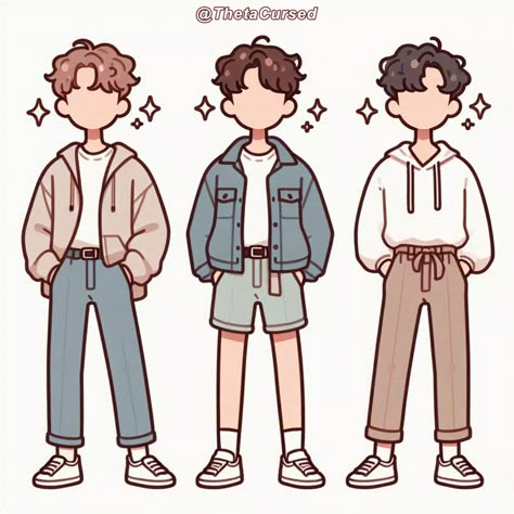 Guy Clothing Drawing, Chibi Art Style Clothes, Outfit Ideas Men Drawing, Gamer Boy Drawing, Mens Outfits Drawing, Male Outfits Drawing Reference, Chibi Clothes Reference, Boy Outfits Drawing, Boy Clothes Drawing