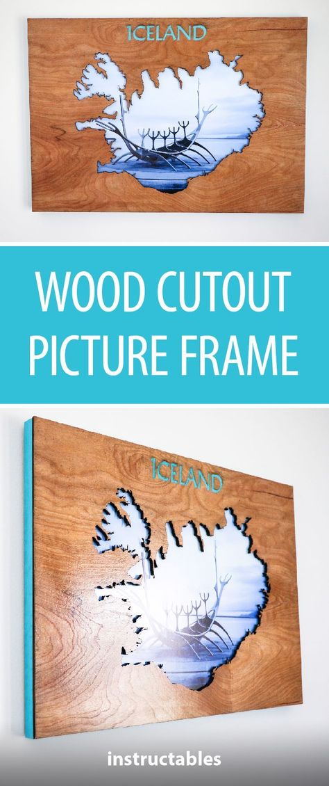 Wood Cutout of Iceland With Picture Behind It  #decor #home Cricut Wood Cutouts, Diy Bottle Opener, Cricut Wood, Cricut Iron On Vinyl, Easy Hobbies, Woodworking School, Learn Woodworking, Wood Worker, Wood Cut