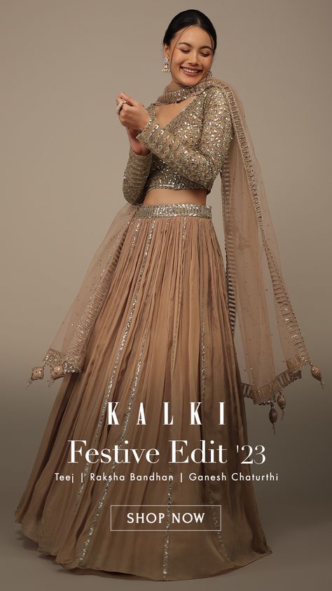 Shop traditional Indian ethnic wear online for women at KALKI Fashion at best price. View our latest collections of wedding dresses, bridal wear along with party wear clothing online. Worldwide shipping available. Modern Lehenga Designs Style, Kalki Fashion Lehenga, Latest Indo Western Dresses For Women, Trendy Bridal Lehenga, Trendy Lehenga, Lehenga Choli For Women, Choli For Women, Fashion Usa, Indian Lehenga Choli