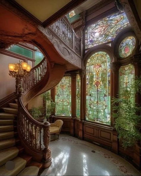 Casa Fantasy, Arsitektur Art Deco, زجاج ملون, Dream Life House, Casa Vintage, Dream House Rooms, Fantasy House, Cute House, Dream Room Inspiration