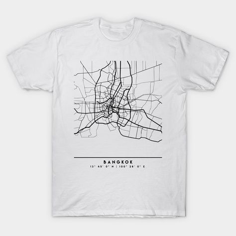 BANGKOK THAILAND BLACK CITY STREET MAP ART bangkok Classic T-Shirt Bangkok Fashion, Street Map Art, Black City, Shirt Illustration, City Scene, Graphic Tee Design, City Street, Street Map, This City