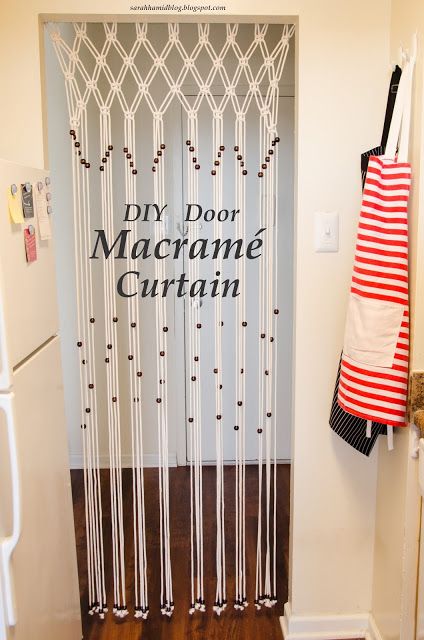 Curtain Alternatives Diy, Bedroom Planning, Door Curtains Diy, Macrame Room Divider, Macrame Door, Girly Crafts, Room Divider Headboard, Macrame Door Curtain, Curtain Alternatives