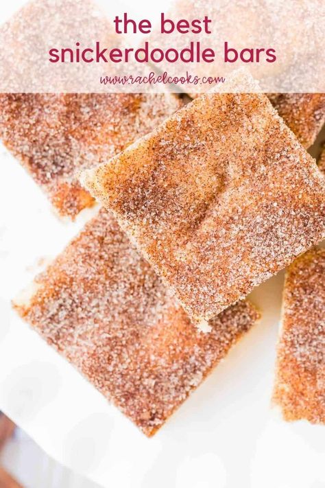 Snickerdoodle Bars Recipe, Cinnamon Bars, Snickerdoodle Bars, Finger Desserts, Snickerdoodle Cookie, Snickerdoodle Cookies, Chewy Chocolate Chip, Chewy Chocolate Chip Cookies, Cookie Bar Recipes