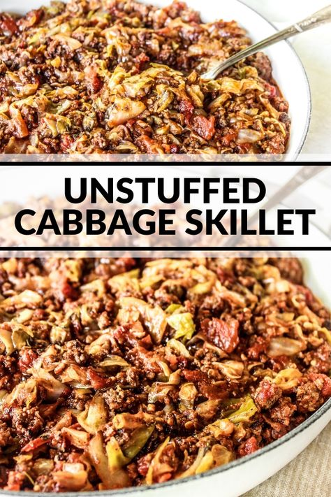 Turkey Burger And Cabbage Recipes, Cabbage Skillet, Ground Beef And Cabbage, Unstuffed Cabbage, Easy Rice, Recipes With Ground Beef, Stuffed Cabbage, Fried Cabbage, Dinner With Ground Beef