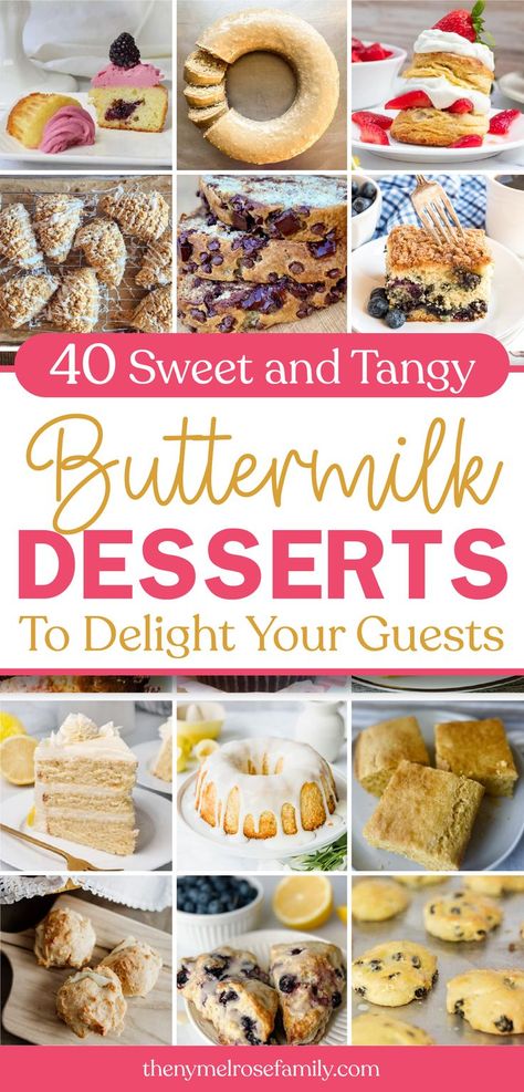 40 Sweet and Tangy Buttermilk Desserts To Delight Your Guests Gf Recipes Using Buttermilk, Desserts Using Buttermilk, Dessert Recipes Using Buttermilk, Baking With Buttermilk, Desserts With Buttermilk, What To Do With Buttermilk, What To Make With Buttermilk, Buttermilk Desserts, Buttermilk Dessert Recipes