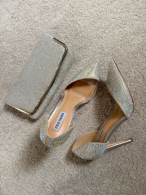 Silver Pumps Heels, Sparkly Silver Heels, Silver Rhinestone Heels, Silver Sparkly Heels, Heels Silver, Silver Clutch, Rhinestone Clutch, Silver Bags, Sparkly Heels