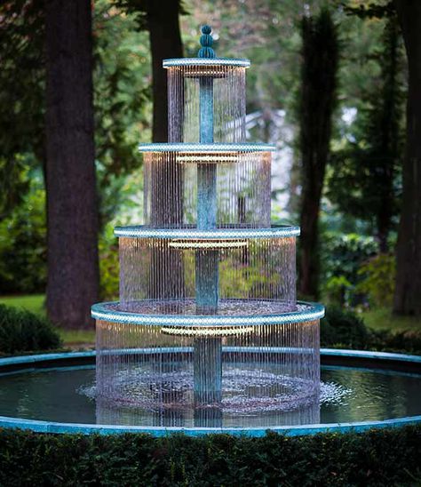 Tiered Water Fountains | Crucello bronze 3 tier fountain Fountain Ideas Outdoor, Outdoor Fountain Ideas, Fountain Modern, Bottle Fountain, Large Water Features, Large Outdoor Fountains, Pondless Waterfall, Restaurant Garden, Water Fountain Design