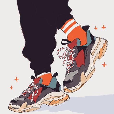 Sneakers Illustration, Sneaker Art, Shoes Drawing, Dad Shoes, Drawing Clothes, Shoe Art, Drawing Reference Poses, Art Clothes, Art Reference Photos