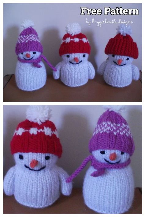 Christmas Toys Knitting Patterns, Christmas Knitting Patterns Free Snowman, Knitted Xmas Decorations Free Patterns, Free Xmas Knitting Patterns, Knitted Christmas Decorations Free Patterns, Christmas Knits Patterns Free, Knit Snowman Pattern Free, Small Knitted Toys Free Pattern, Knitted Snowman Pattern Free