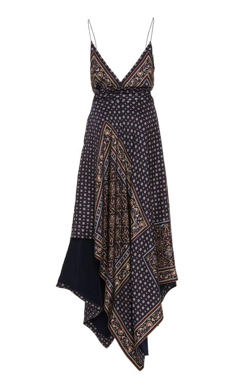 Jonathan Simkhai Asymmetric Printed Satin Wrap Dress Satin Wrap Dress, Looks Party, Jonathan Simkhai, Handkerchief Hem, Hippie Outfits, Hippie Style, Stylish Dresses, Satin Dresses, Moda Operandi