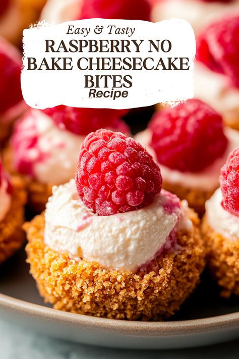 No Bake Raspberry Desserts, No Bake Finger Foods, Raspberry Cream Cheese Bites, No Bake Cheesecake Bites, Raspberry Truffles, Raspberry Cheesecake Bites, Raspberry No Bake Cheesecake, Raspberry Cheesecake Bars, Cheesecake Bites Recipe