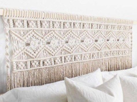 8 DIY Headboards That Are Easy And Quick To Make Macrame Headboard Diy, Macrame Bed Headboard, Macrame Above Bed, Macrame Over Bed, Beginner Macrame Projects, Macrame Bed, Beginner Macrame, Diy Wood Headboard, Boho Headboard