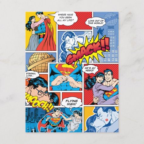 Superman Valentine's Day  Comic Book Collage Holiday Postcard #affiliate , #Affiliate, #Comic#Day#Collage#Book Comic Book Collage, Superman Love, Love Comic, Comic Superhero, Book Collage, Superman And Lois Lane, Superman Comic, Comics Love, Superman Lois