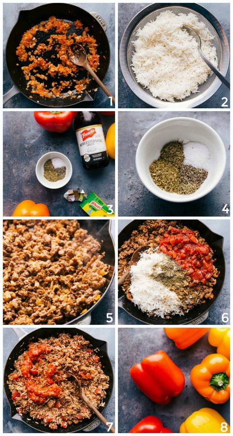 Stuffed Peppers {Loaded with Flavor!} | Chelsea's Messy Apron Stuffed Bell Peppers Ground Beef, Healthy Stuffed Bell Peppers, Sweet Potato Burrito, Ground Sausage Recipes, Rotisserie Chicken Tacos, Healthy Liver Diet, Sausage Marinara, Italian Sausage Soup, Healthy Ground Beef