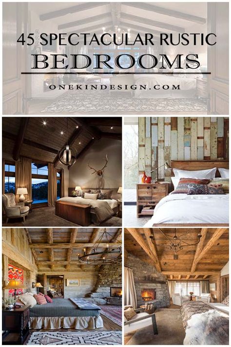 45 Absolutely spectacular rustic bedrooms oozing with warmth Cabin Master Suite, Mountain House Bedroom, Rustic Kitchen Chairs, Atmosphere Drawing, Ranch Bedroom, French Rustic Decor, Rustic Bedrooms, Decorating Your Bedroom, Rustic Bedroom Design