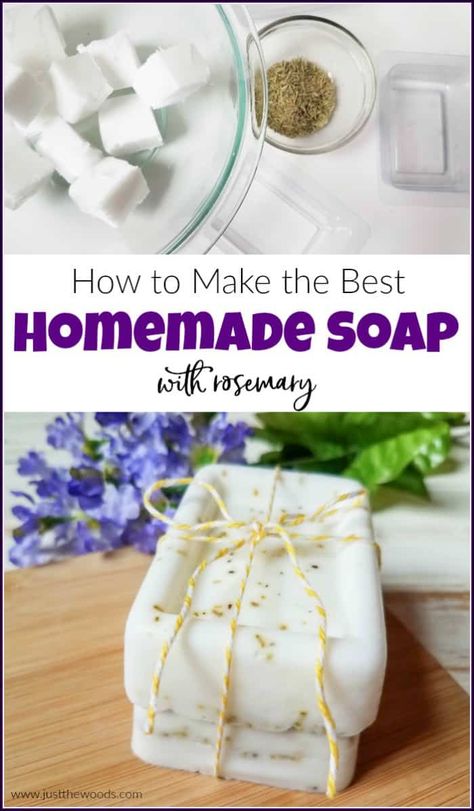 Homemade soap is fun and easy. Soap making isn't complicated since you can easily make your own soap without lye. Homemade bar soap makes great gifts too. Make your own DIY soap with rosemary. #howtomakesoap #makeyourownsoap #soapmaking #howtomakesoapwithoutlye | how to make soap without lye | make soap at home | make natural soap Making Soap Without Lye, Easy Soap Making, Soap Without Lye, Making Bar Soap, Rosemary Soap, Make Your Own Soap, Fondue Restaurant, Soap Making Tutorials, Natural Soaps Recipes