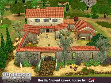 Ancient Greek House, Sims4 Ideas, Ancient Greece Map, Sims Legacy Challenge, Disney Princess Challenge, Greek Homes, Legacy Challenge, Greece House, The Sims 4 Lots