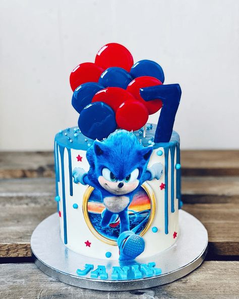 Sonic Cake Design Images (Sonic Birthday Cake Ideas) How To Make A Sonic The Hedgehog Cake, Simple Sonic Birthday Cake, Sonic Bday Cake, Birthday Cake 10 Boy, Simple Sonic Cake, Sonic Birthday Cake Ideas, Sonic Birthday Cake Boys, Sonic The Hedgehog Birthday Party Cake, Sonic Cake Ideas