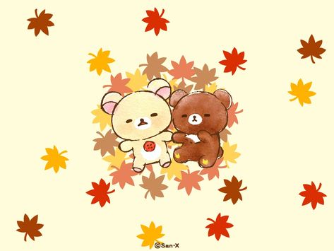 Sanrio Fall Desktop Wallpaper, Fall Pc Background, Rilakkuma Laptop Wallpaper, Rilakkuma Wallpaper Laptop, Rilakkuma Desktop Wallpaper, Rilakkuma Wallpaper Ipad, Fall Sanrio Wallpaper, November Wallpaper Ipad, Christmas Wallpapers Laptop