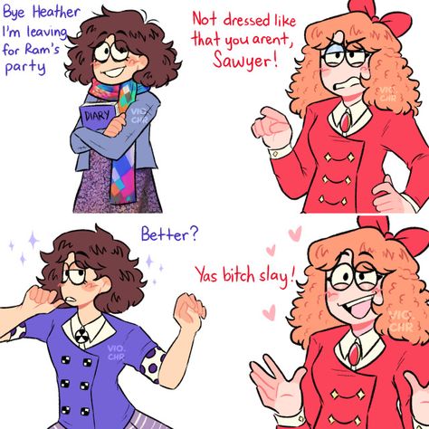 Heather Chandler And Veronica, Heather C X Veronica, Veronica Sawyer X Heather Chandler, Heather Chandler X Veronica Sawyer Fanart, The Heathers Fanart, Veronica And Heather Chandler, Heather X Veronica, Veronica Heathers Musical, Veronica X Heather Chandler