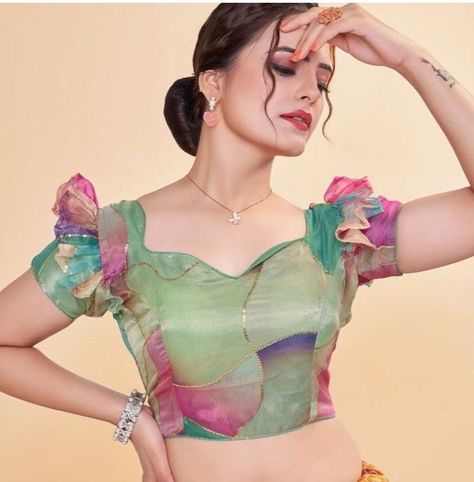 Organza Blouse Design, Organza Blouse Designs, Ruffle Blouse Designs, Plain Blouse Designs, 50 Blouse Designs, Netted Blouse Designs, Blouse Designs High Neck, Latest Blouse Designs Pattern, New Saree Blouse Designs