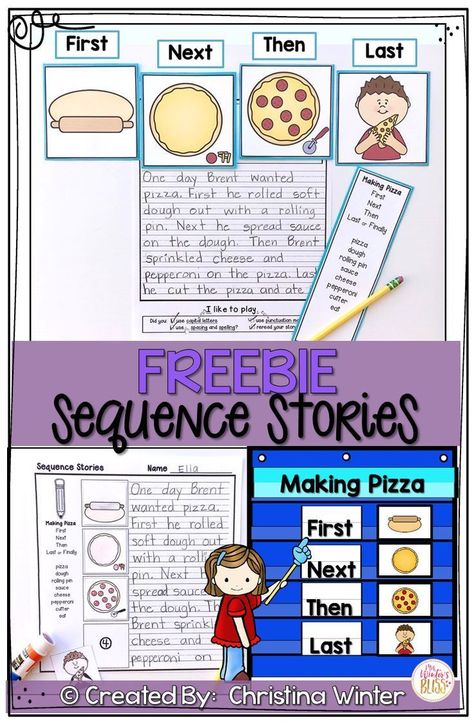 FREE! These story sequencing activities are perfect for kindergarten, first, and second grade students. The activities include sequence cards to order and write a sequence story. The sequence cards could also be used to practice oral language skills to retell a story. #kindergarten #mrswintersbliss #firstgrade #activities Sequence Story Pictures Free Printable, 2nd Grade Sequencing Activities, Grade 2 Language Activities, Sequencing Activities 2nd, Pizza Sequencing Activity, Story Sequencing Pictures Free Printable, Sequence Of Events Activities, Sequence Activities, Sequence Story