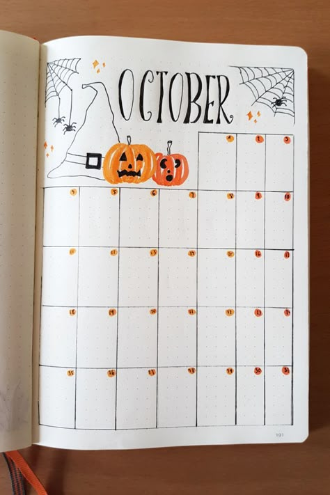 Halloween bullet journal theme ideas for October monthly spread #anjahome #halloweenbulletjournal Also I put a list of the best Halloween bujo themes for spooky and scary planner pages and school notebook layouts #planner #notebook #bulletjournal October Monthly Spread, Halloween Bujo, Halloween Bullet Journal, Best Bullet Journal Notebooks, October Bujo, Bullet Journal Halloween, Bullet Journal Theme Ideas, Journal Theme Ideas, Bullet Journal October