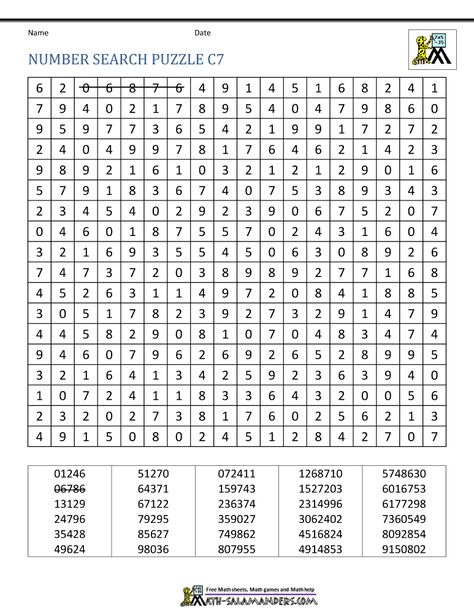 Number Search Puzzles, Christmas Multiplication Worksheets, Math Worksheets For Kids, Printable Multiplication Worksheets, Number Search, Visual Perception Activities, Number Puzzle, Math Sheets, Fun Math Activities