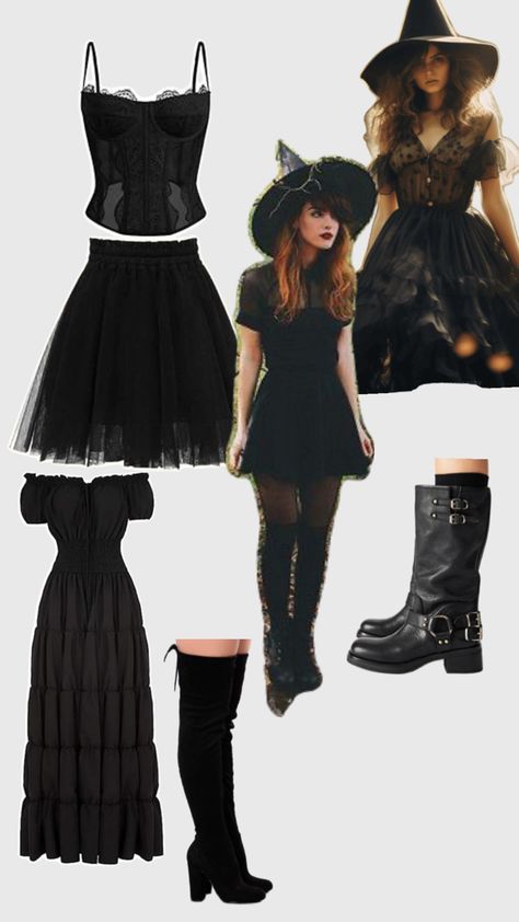 Witch costume ideas Witch Cute Costume, Boho Witch Costume Diy, Modern Witch Costume Diy, Easy Witch Costume Women Diy, Diy Witches Costume, Glam Witch Costume, Easy Witch Costume Women, Witch Costumes Ideas, Diy Witch Costume Women