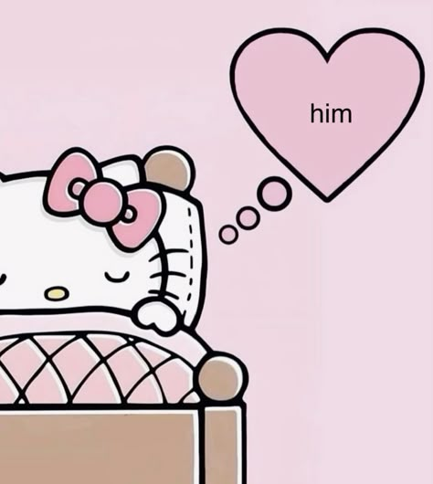 Him Hello Kitty, Hello Kitty Party Invitations, I Love My Bf, Pink Wallpaper Hello Kitty, Images Hello Kitty, Cute Text Quotes, Kitty Pictures, Relatable Crush Posts, Hello Kitty Party