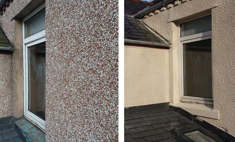 Pebbledash House Makeover, Paint Pebbledash, Pebble Dash Makeover, Roughcast Render, Painting Pebbledash, Pebbledash Makeover, Pebbledash House, Painted Pebbledash, Pebble Dash