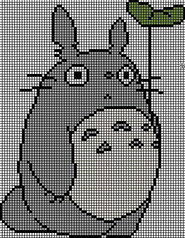 just because its totoro c: Totoro Alpha Pattern Front And Back, Totoro Pixel Pattern, Totoro Crochet Grid, Pixel Art Pattern Totoro, Crochet Tapestry Totoro, Studio Ghibli Crochet Graph, Totoro Grid Pattern, Totoro Graph, Totoro Pixel Grid