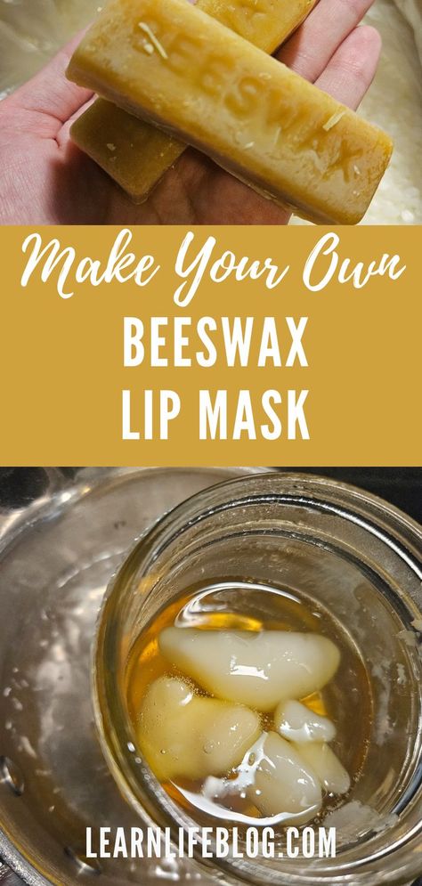 Embrace the power of beeswax! Show your lips some love this winter with this thick, moisturizing lip mask recipe. Diy Lip Mask Recipe, Diy Lip Mask Overnight, Lip Mask Recipe, Bees Wax Lip Balm, Diy Lip Mask, Day On The Lake, Lip Balm Recipes, Hand Mask, Homemade Bath