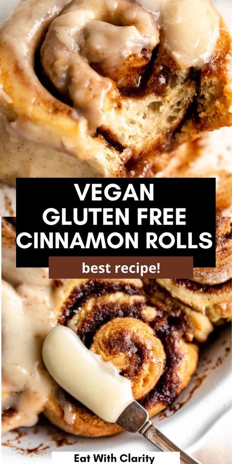 These vegan gluten free cinnamon rolls are easy to make, perfect for christmas morning and great for breakfast or dessert. These cinnamon rolls are a total crowd pleaser. No Yeast Cinnamon Rolls, Gluten Free Cinnamon, Gluten Free Cinnamon Rolls, Vegan Cinnamon Rolls, Cinnamon Rolls Easy, Vegan Cream Cheese, Cinnamon Rolls Homemade, Cinnamon Rolls Recipe, Gluten Free Breakfasts