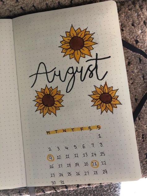 Calander Design Ideas August, August Journal Cover, August Journal, August Bullet Journal Cover, August Bullet Journal, Bullet Journal Hand Lettering, Organization Goals, Bullet Journal August, Bullet Journal Titles