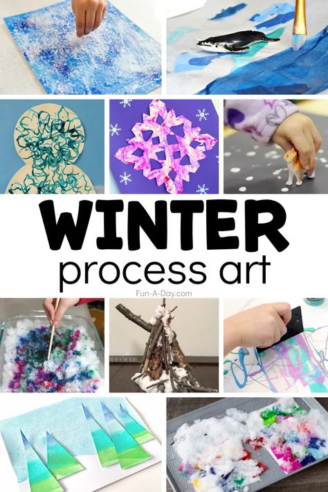 20 Wonderful Winter Process Art Ideas | Fun-A-Day! Winter Provocations, Winter Process Art, January Art Projects For Kids, Process Art Ideas, Process Art For Kids, Process Art Preschool, Winter Theme Preschool, Winter Crafts Preschool, Snow Crafts