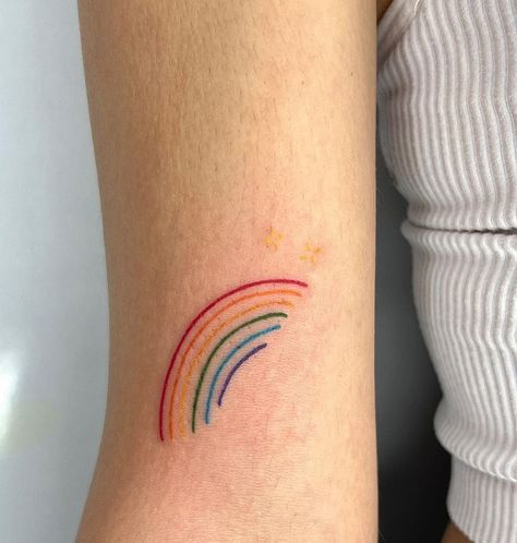 Lgbt Tattoo, Rainbow Tattoo, Cupid Tattoo, Gay Tattoo, Pride Tattoo, Rainbow Tattoos, Planet Tattoos, Handpoke Tattoo, Cute Little Tattoos