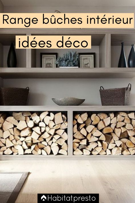 Range bûches intérieur : nos idées déco originales Vous recherchez des idées pour stocker votre bois de chauffage dans le salon ou la salle à manger ? Découvrez nos idées et astuces pour créer des espaces de stockage pour le bois de chauffage dans la maison. range buches, rangement de bûches sur roulettes, murale, acier, ranger bûches #travaux #maison #idées #devis #conseils #décoration #rénovation #agencement #deco #appartement Firewood Storage Indoor, Range Buche, Home Bar Rooms, Basement Remodel Diy, Wooden Architecture, Living Room Tv Unit, Victorian Farmhouse, Firewood Storage, Deco Originale