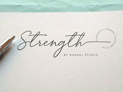 Word Strength Tattoo Fonts, Strength Cursive Tattoo, Strength Forearm Tattoo Women, Small Strength Tattoo, Small Strength Tattoos For Women, Strength Calligraphy, Strength Tattoo Design, Strength Tattoos For Women, Strength Logo