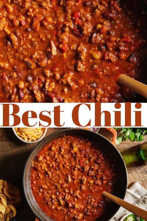 All Meat Chili Recipe No Beans, Chili With Stew Meat And Ground Beef, Beef Broth Chili Recipe, Chili Pinto Beans Recipe, Chili Meat Recipes, Hillbilly Chili Recipe, Beef And Pork Chili Recipe, Soup Chili Recipe, Tim Hortons Chili Recipe