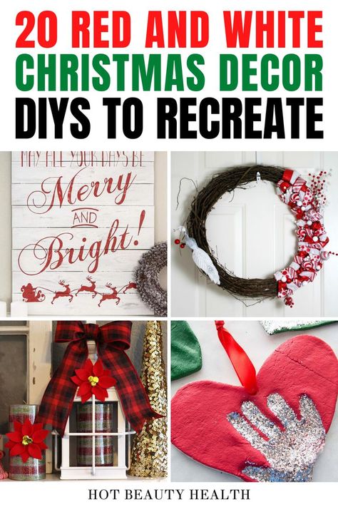 christmas decor ideas Red And White Christmas Decor Diy, White Christmas Decor Diy, White Christmas Decorating Ideas, White Christmas Diy, Red And White Decor, Red And White Christmas Decor, White Christmas Decor Ideas, Silver Christmas Decorations, Red And White Christmas