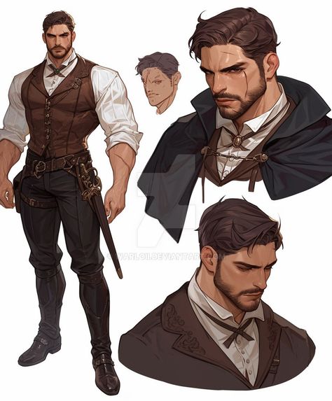 Burly Man Reference, Character Design Detective, Treasure Hunter Character Design, Older Male Character Design, Make Character Design, Man Character, Fantasy Concept Art, Character Design Male, Male Art