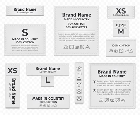 Vector label tag wash instruction cloth ... | Premium Vector #Freepik #vector #clothing-label #fabric-label #care-label #laundry-symbols Tagless Clothing Label, Washing Instructions Label, Wash Label Design Clothing Tags, Clothes Tag Design Label, Clothe Tags Label, Tags Design Label, Garment Label Design, Label For Clothes, Label Tag Clothing