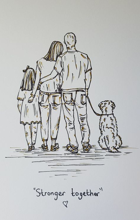 Personalised Drawings, Family Drawing Illustration, Family Drawings, I Message, Family Sketch, Family Drawing, Sketch Markers, Ink Drawing Illustration, Ink Sketch