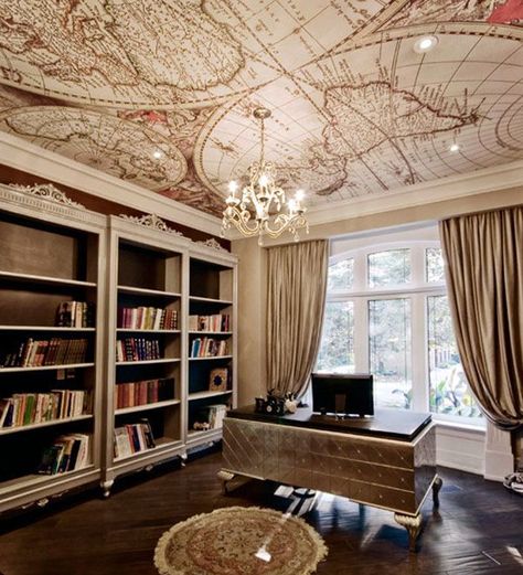 30 Ceiling Design Ideas to Inspire Your Next Home Makeover Dream Library, Versace Home, Home Libraries, The Ceiling, Home Library, House Inspo, Ceiling Design, 인테리어 디자인, My Dream Home