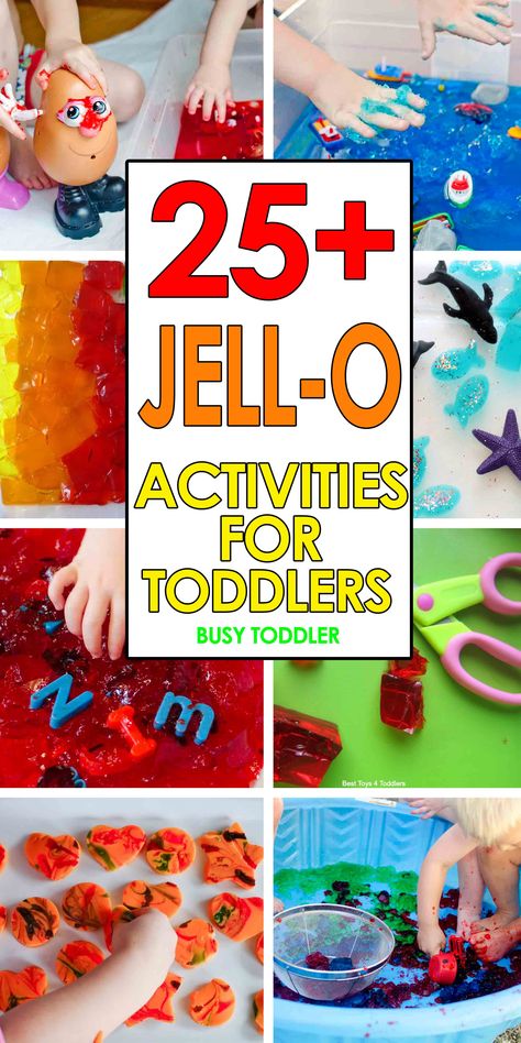 25  Jell-O Activities for Toddlers: Messy sensory activities for toddlers and preschoolers using Jell-O. Quick and easy activities. O Activities, Sensory Activities For Toddlers, Indoor Activities For Toddlers, Sensory Activities Toddlers, Jell O, Toddler Snacks, Toddlers And Preschoolers, Messy Play, Easy Activities