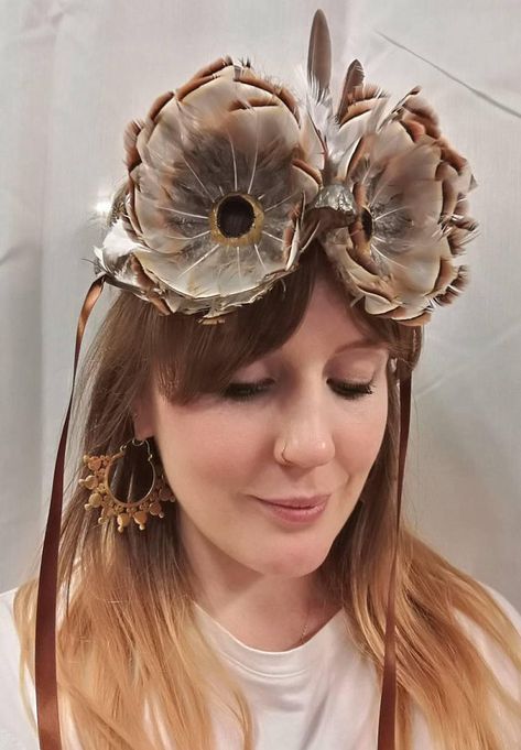 Luxury Woodland Owl Mask Owl Headdress Animal Mask Feather Owl Halloween Costumes For Women, Owl Mask Diy, Owl Cosplay, Owl Costume Women's, Animal Headdress, Owl Costume Mask, Owl Headdress, Owl Feather Mask, Harry Potter Etsy