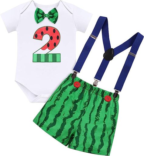 Watermelon Outfit, 2nd Birthday Cake, 12th Birthday Cake, 2nd Birthday Outfit, 1st Birthday Cake Smash, 2 Birthday Cake, Fancy Dress Up, Smash Cake Photoshoot, Romper Shorts