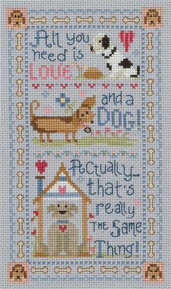 Love & A Dog - Cross Stitch Pattern Stitch Sampler, Needle Crafts, Cross Stitch Love, Cross Stitch Bookmarks, Sewing Embroidery, Cross Stitch Fabric, Counted Cross Stitch Kits, Quilt Kits, Cross Stitching